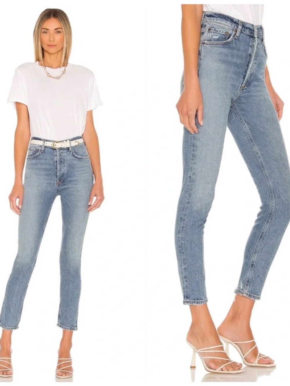 AGOLDE Nico High Rise Slim Jean Button-Fly Ankle Stretch Denim Sz 26 EUC